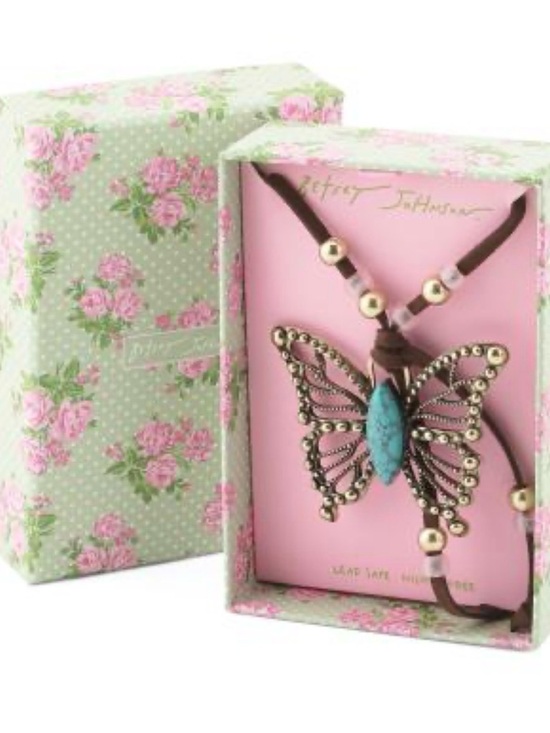 Betsey Johnson Jewelry - Betsey Johnson Butterfly Necklace with Turquoise and Pink Accents
